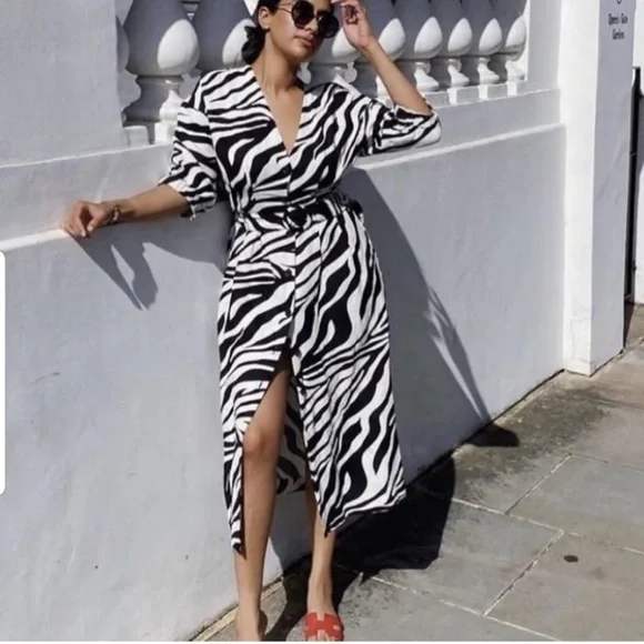 ZARA ANIMAL PRINT DRESS - Picture 1 of 15